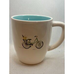 Rae Dunn Artisan Collection Bicycle Mug White With Blue Interior 12oz Ceramic Vi